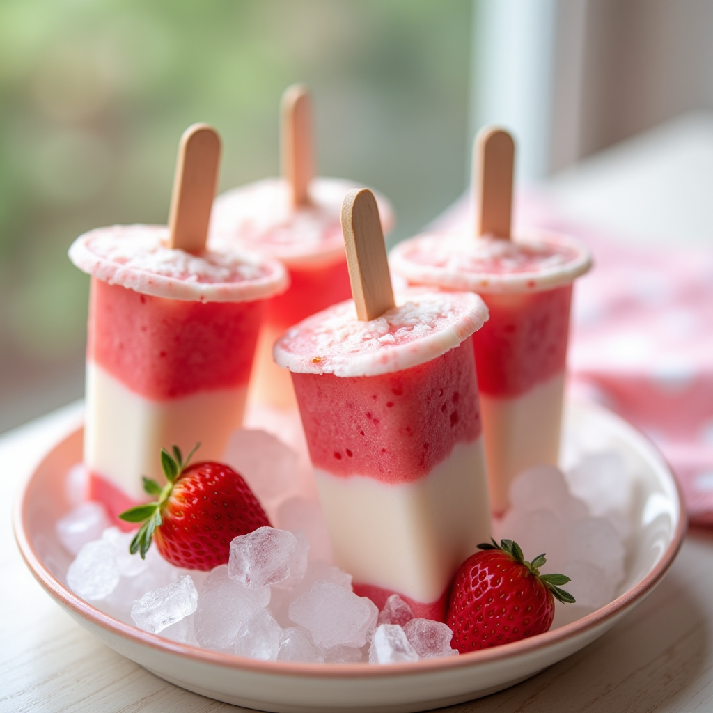 Strawberry Coconut Cream Popsicles