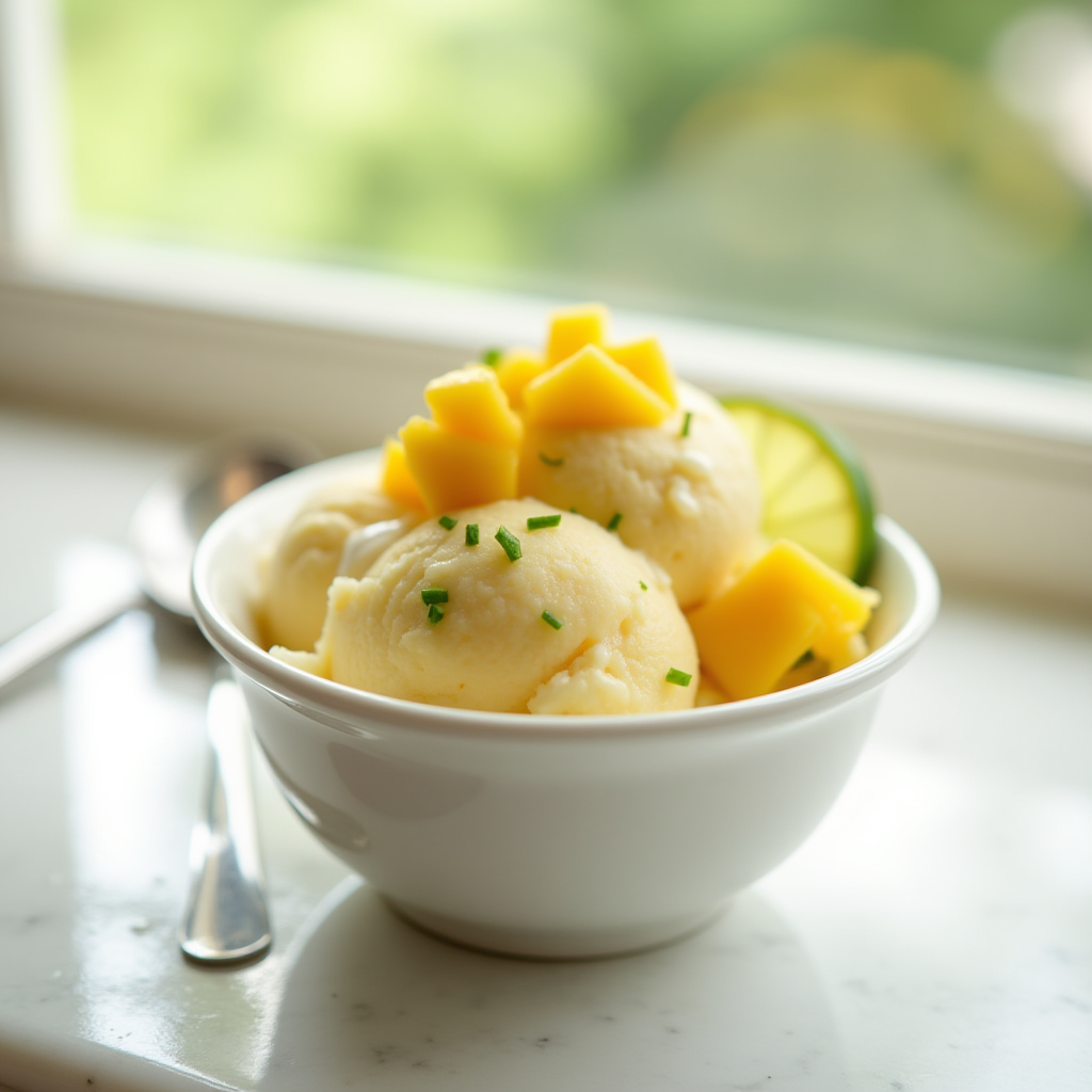 Mango-Lime Frozen Yogurt with Honey