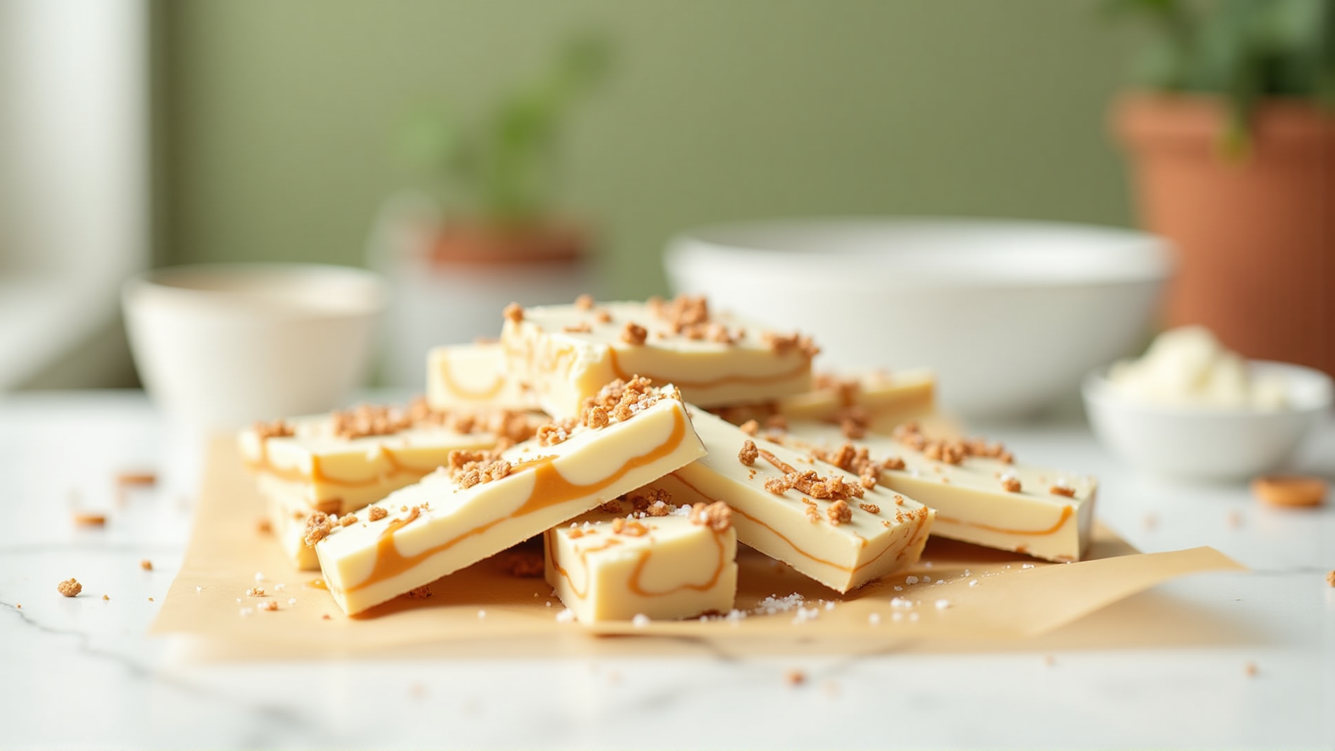 Salted Caramel Pretzel Frozen Yogurt Bark